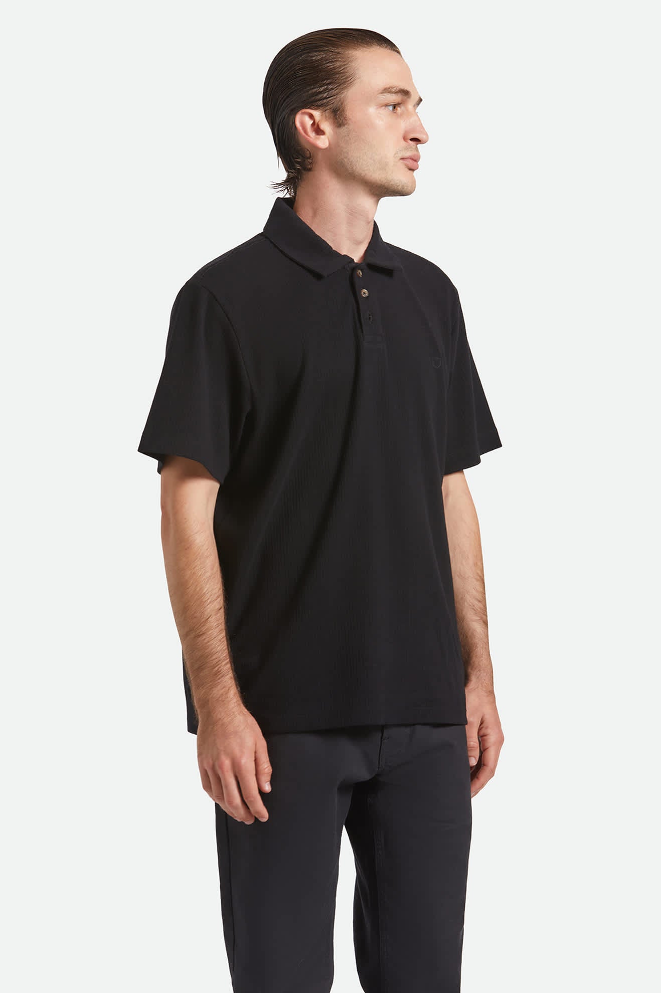 Ribbed City S/S Polo - Black