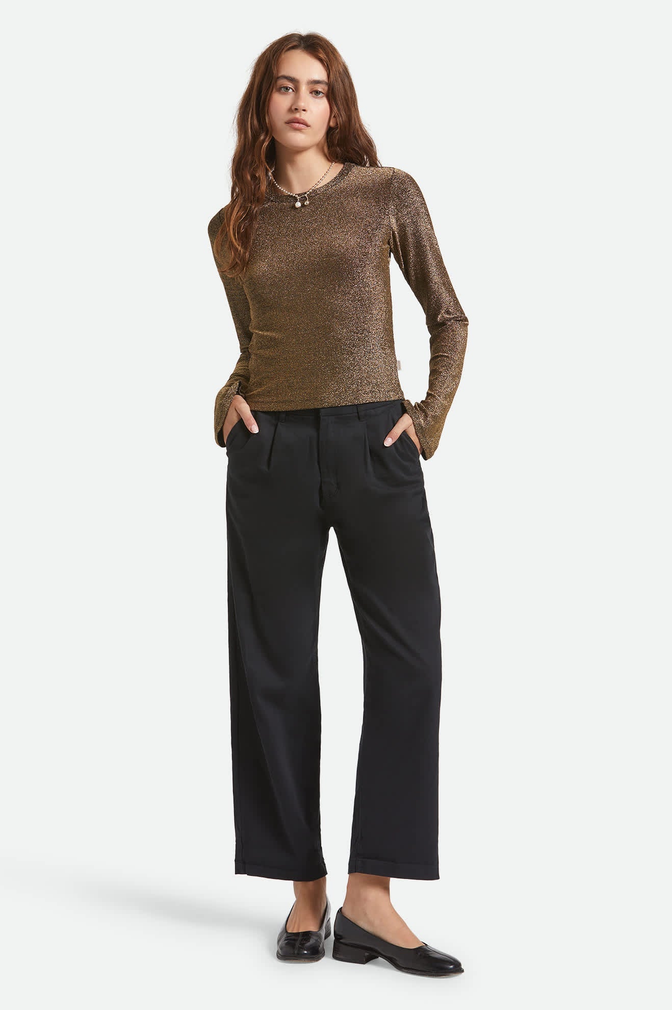 Dolly Slim L/S Knit T-Shirt - Gold Metallic