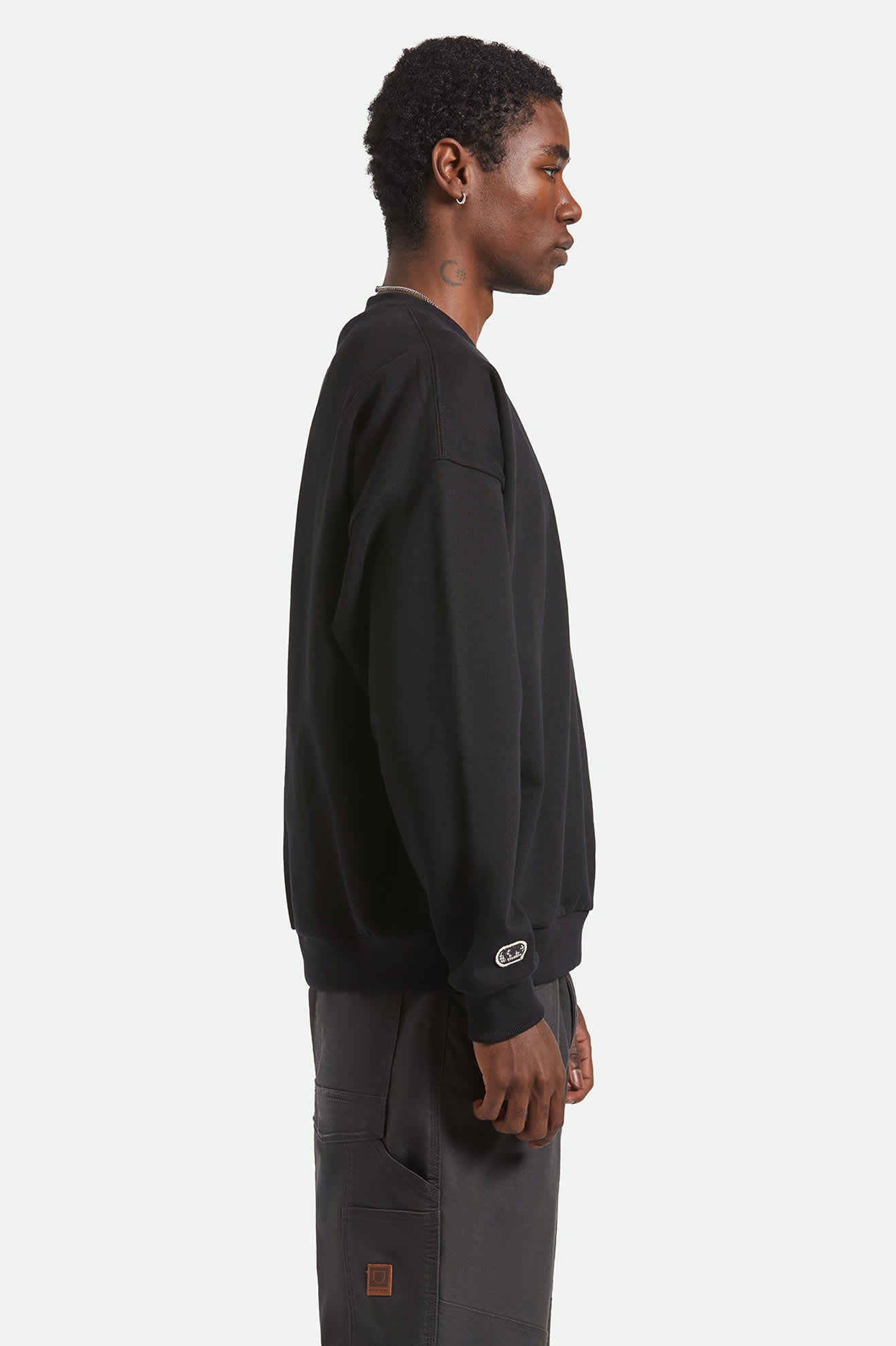 Embroidered Heavyweight Oversized Crew - Black